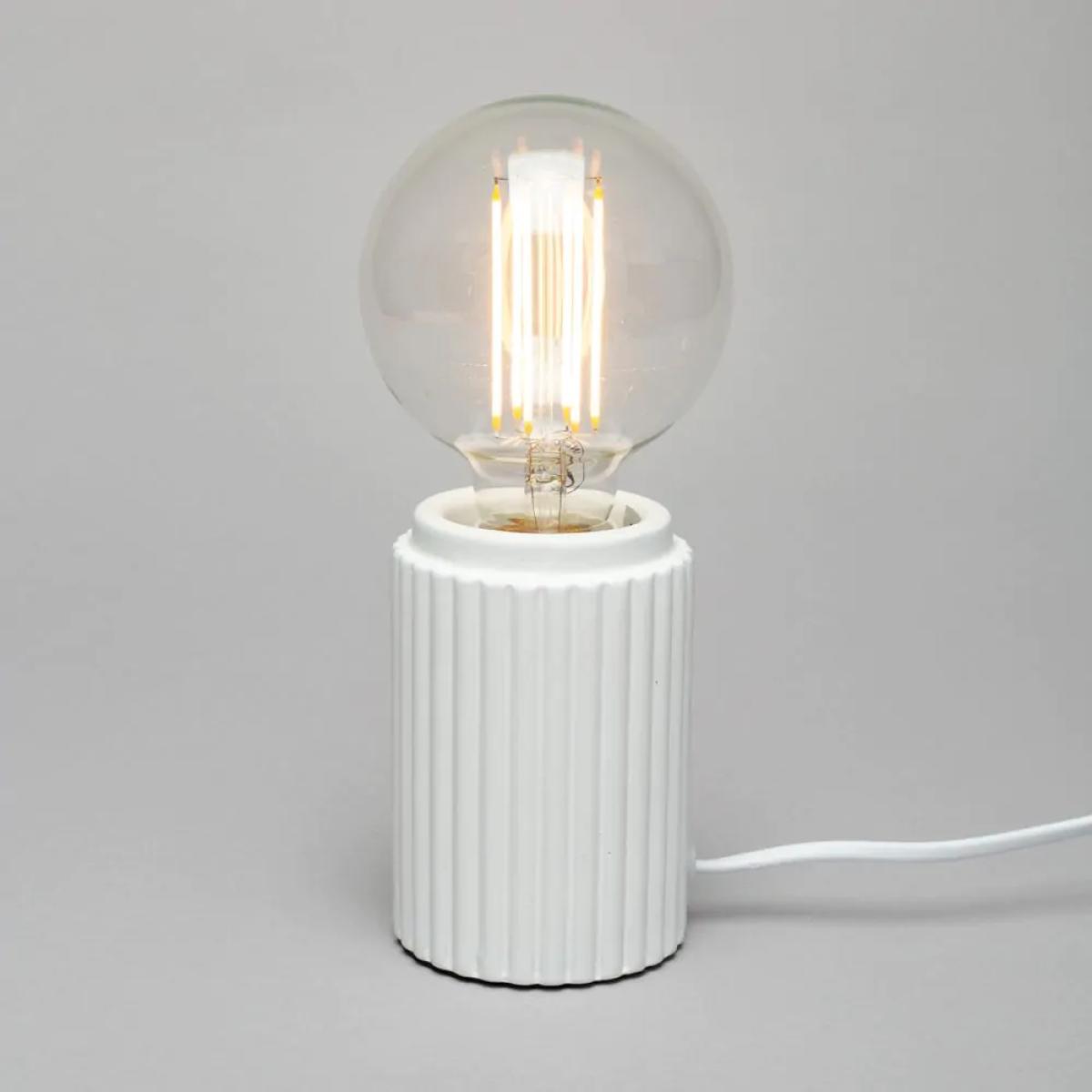 Fir Ribbed Base Table Lamp, White – image 3