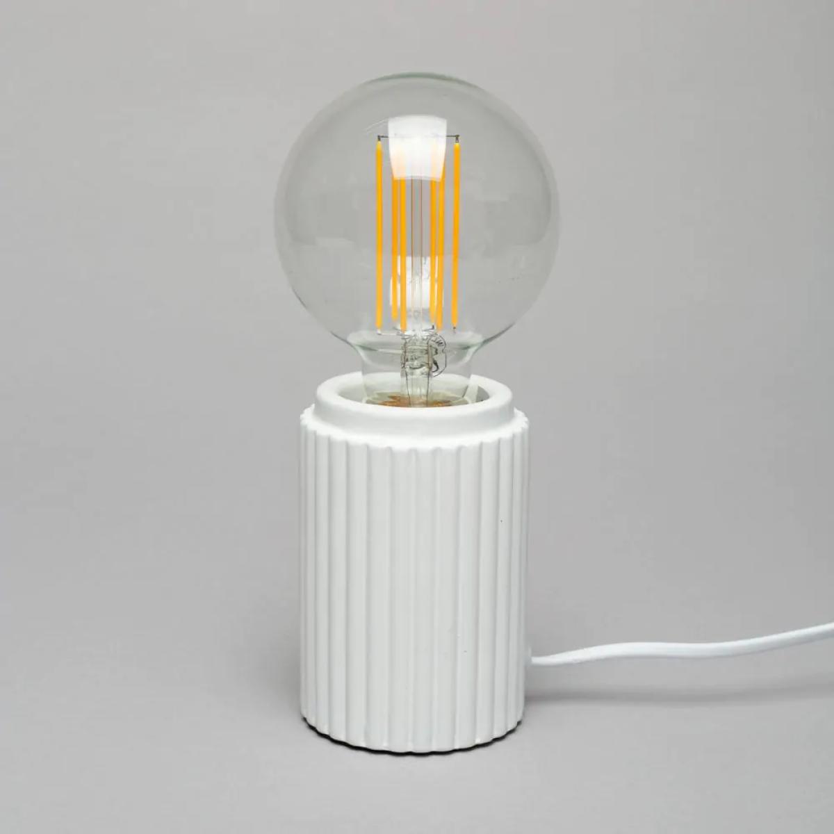 Fir Ribbed Base Table Lamp, White – image 4