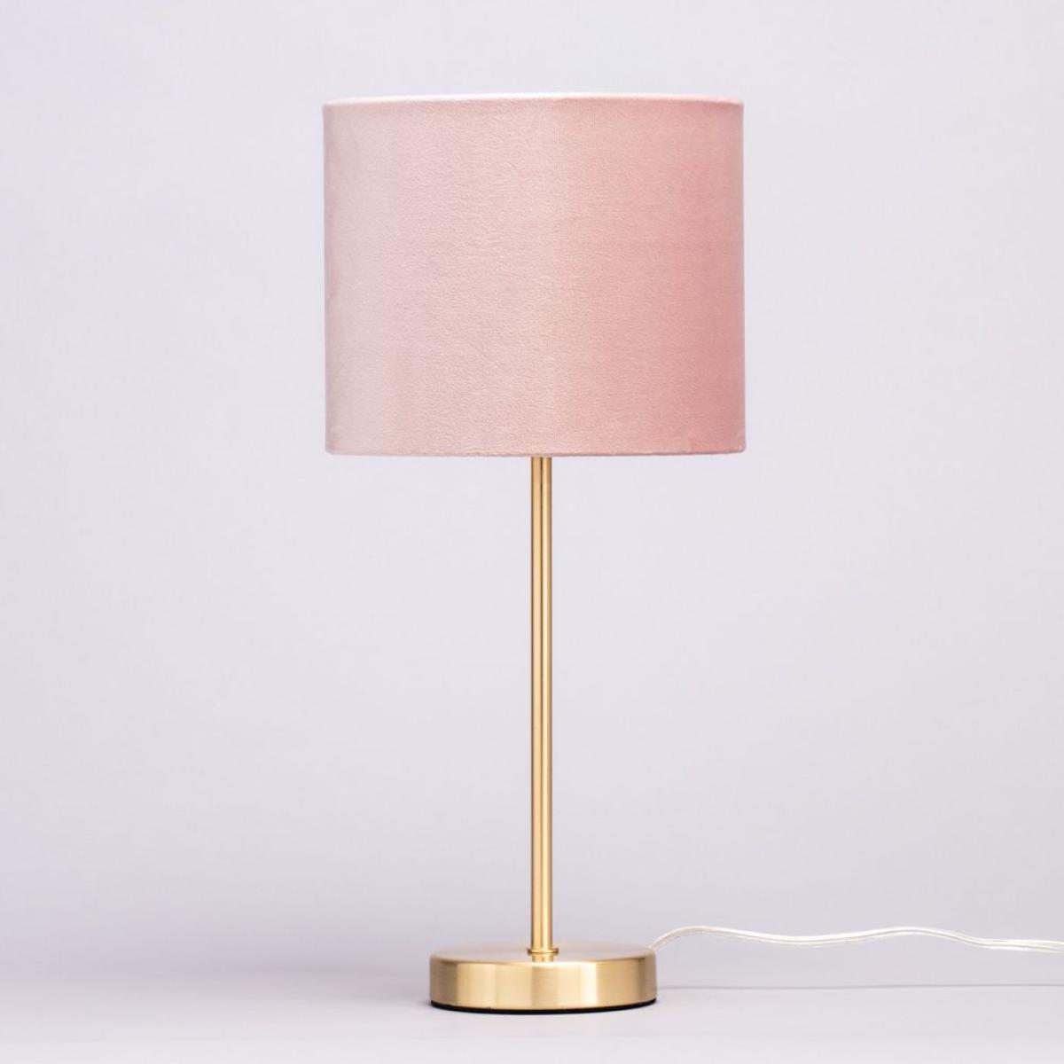 Velvet Table Lamp, Pink and Brass – image 4