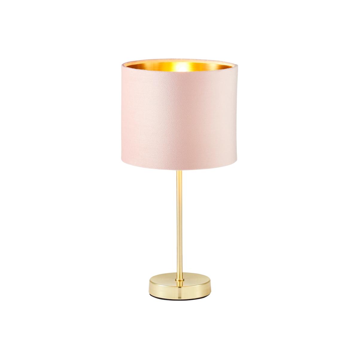 Velvet Table Lamp, Pink and Brass – image 1