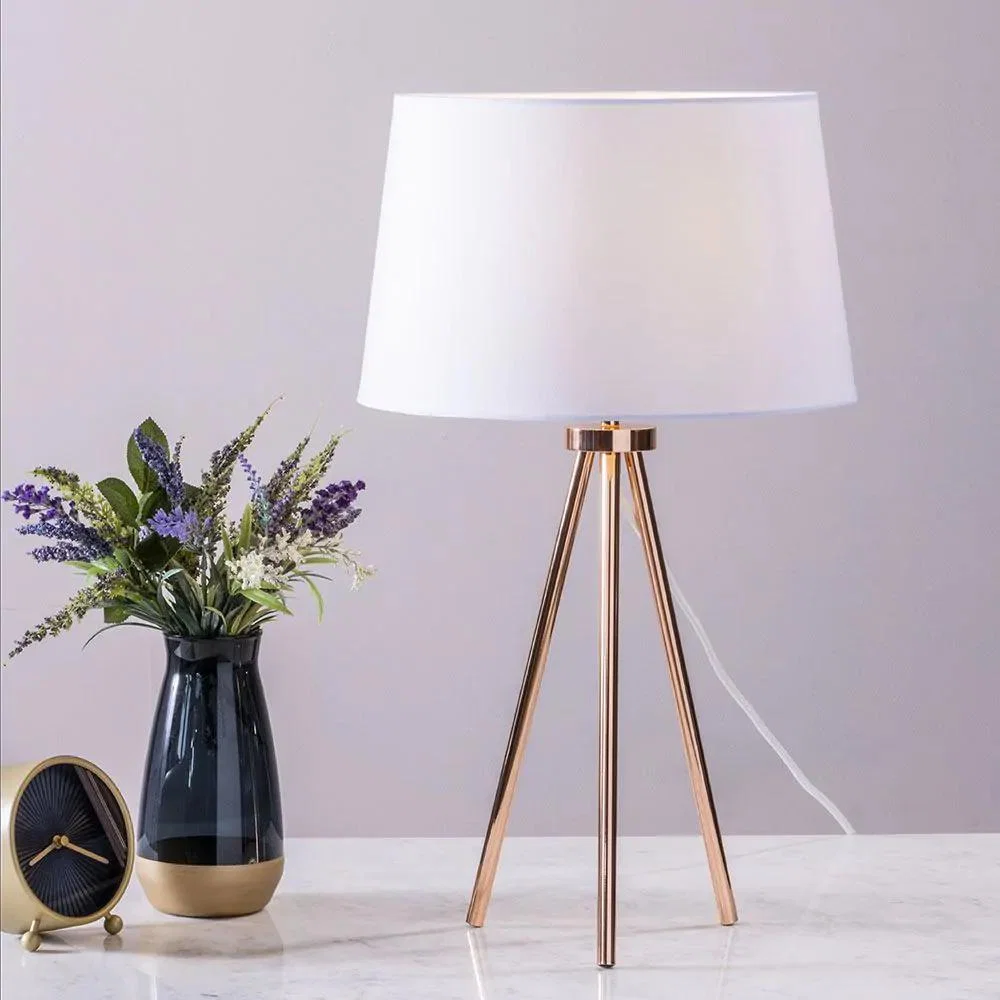 Tristan Tripod Table Lamp, Copper and White – image 6