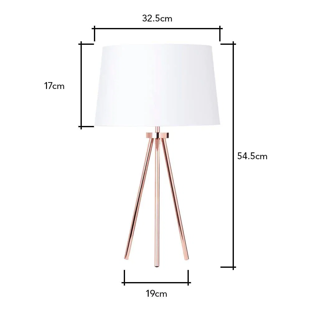 Tristan Tripod Table Lamp, Copper and White – image 9