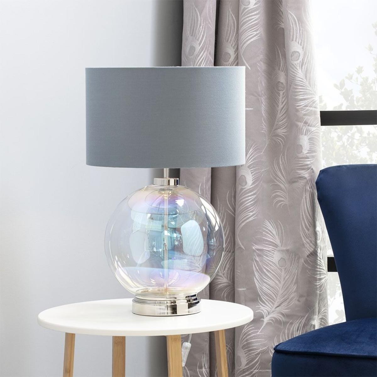 Metro Iridescent Glass Sphere Table Lamp, Nickel and Grey – image 2