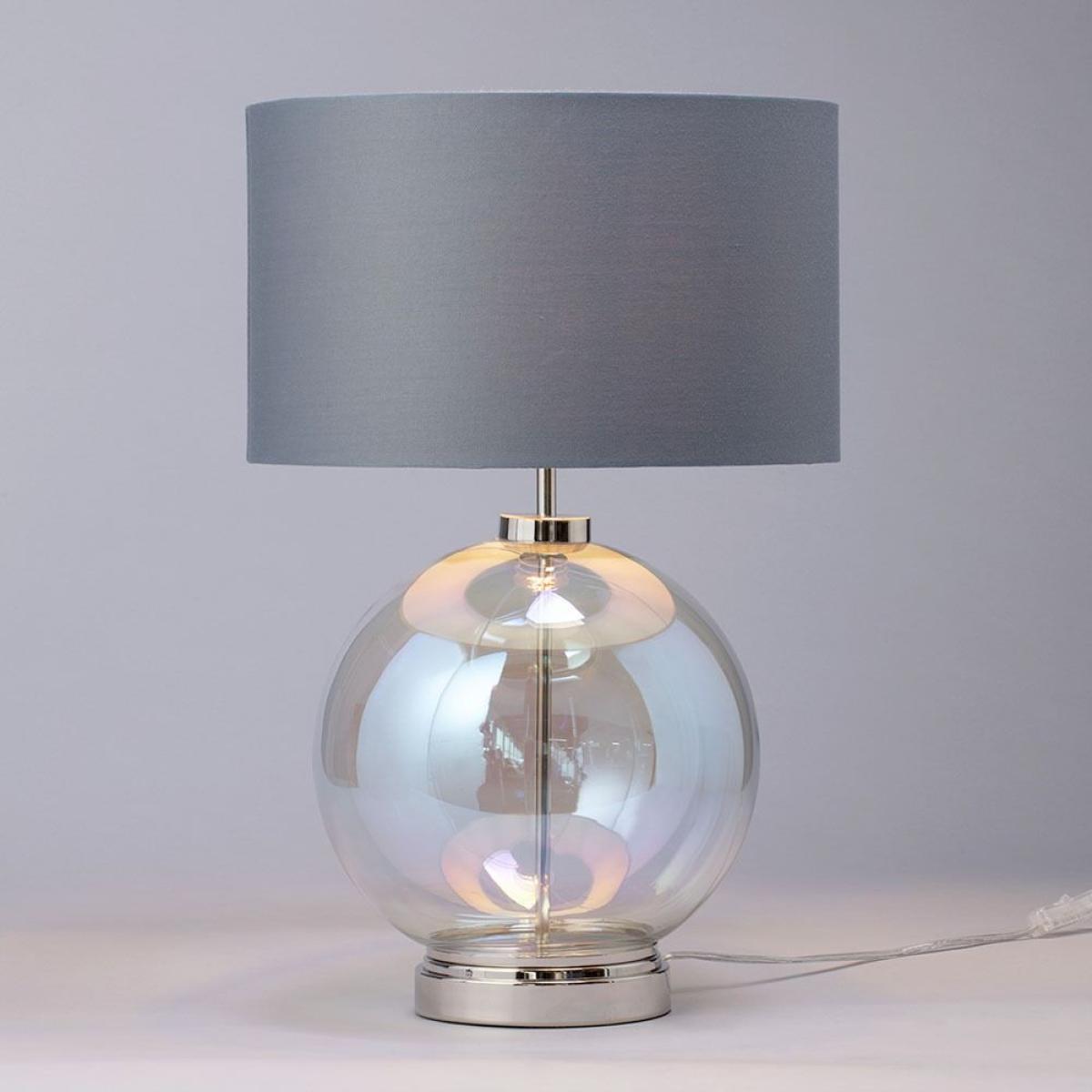 Metro Iridescent Glass Sphere Table Lamp, Nickel and Grey – image 3