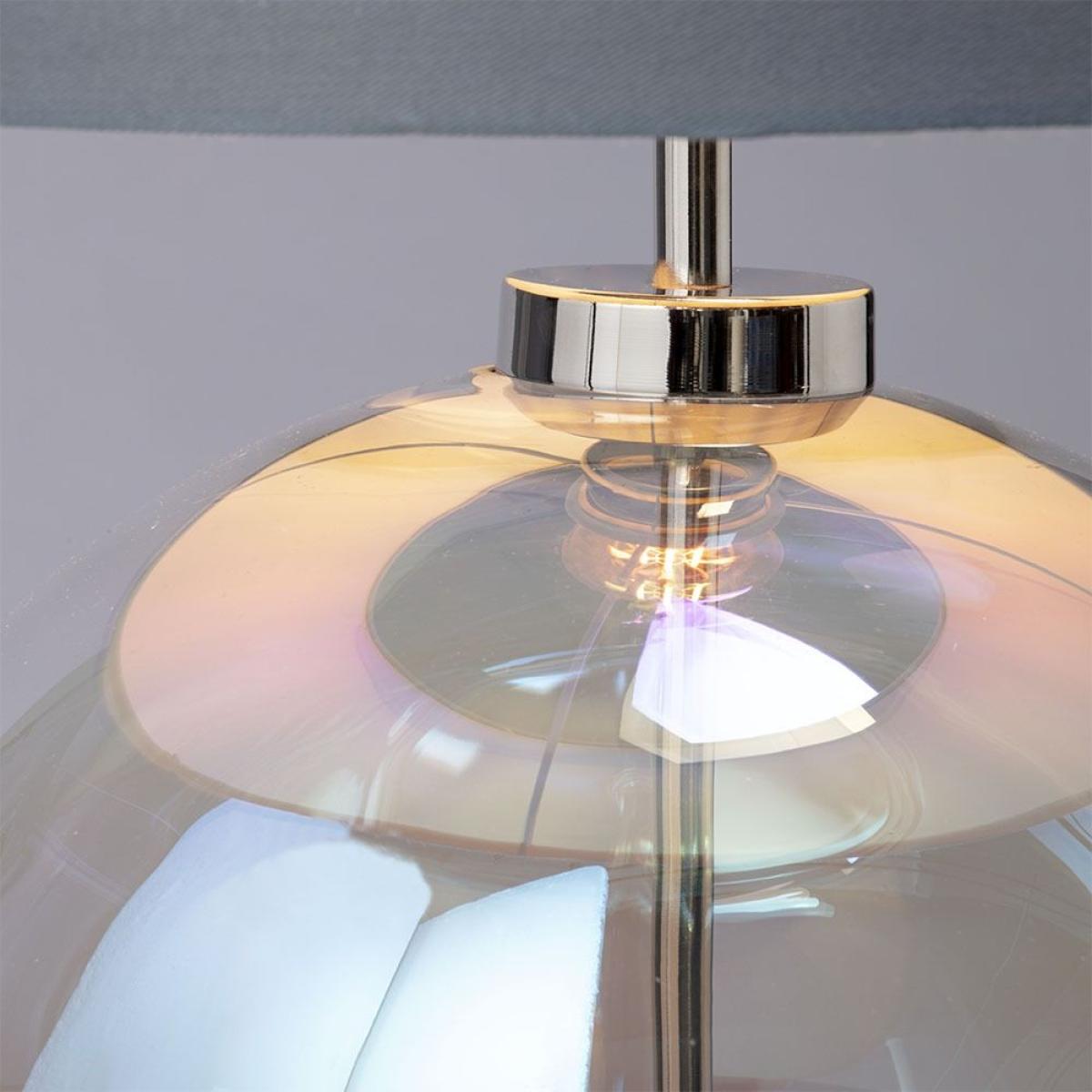 Metro Iridescent Glass Sphere Table Lamp, Nickel and Grey – image 5