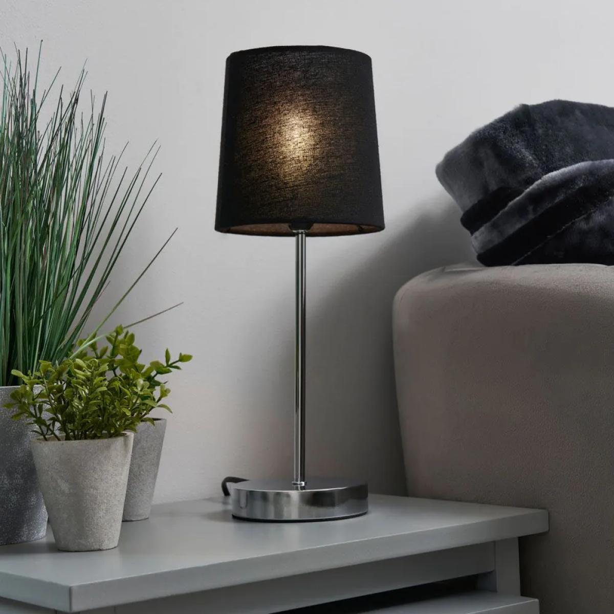 Mira Touch Table Lamp with Black Shade, Chrome – image 2