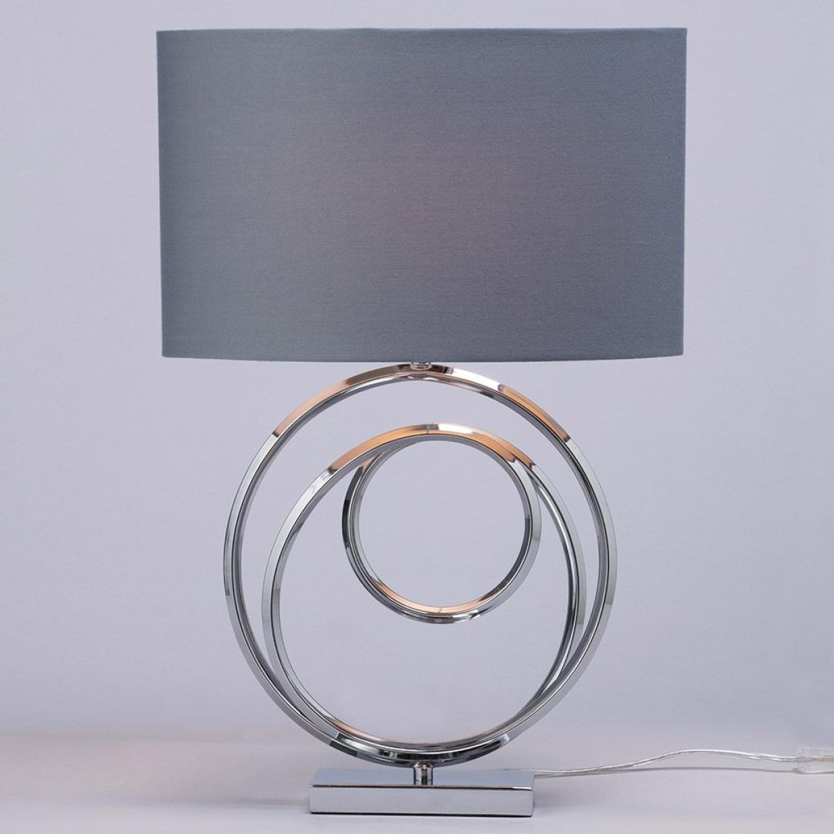 Saturn Swirl Base Table Lamp with Grey Shade, Chrome – image 3