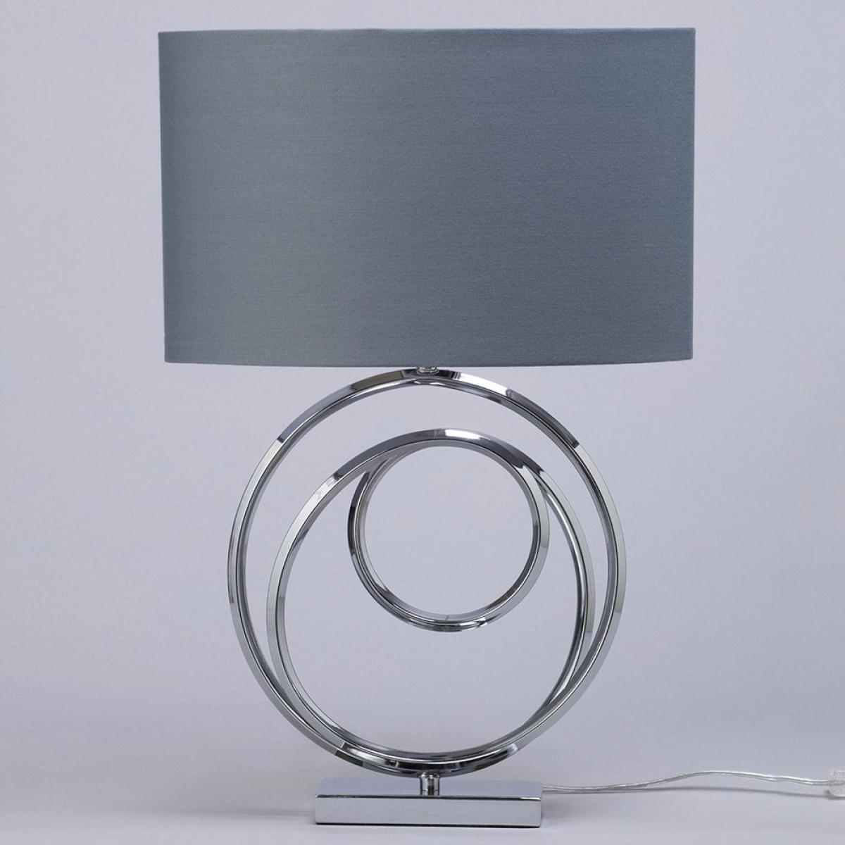 Saturn Swirl Base Table Lamp with Grey Shade, Chrome – image 4