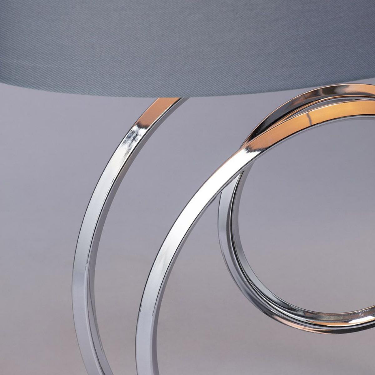 Saturn Swirl Base Table Lamp with Grey Shade, Chrome – image 5