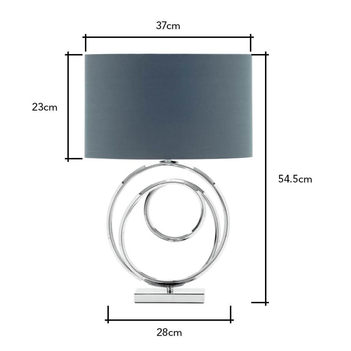 Saturn Swirl Base Table Lamp with Grey Shade, Chrome – image 6