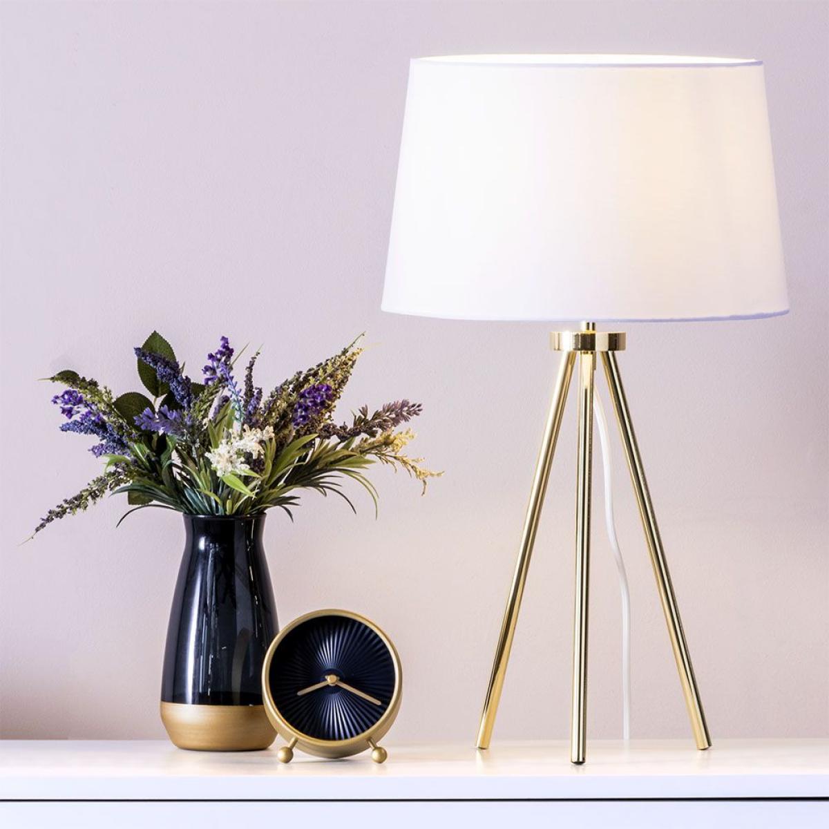 Tristan Tripod Table Lamp, Brass and White – image 2