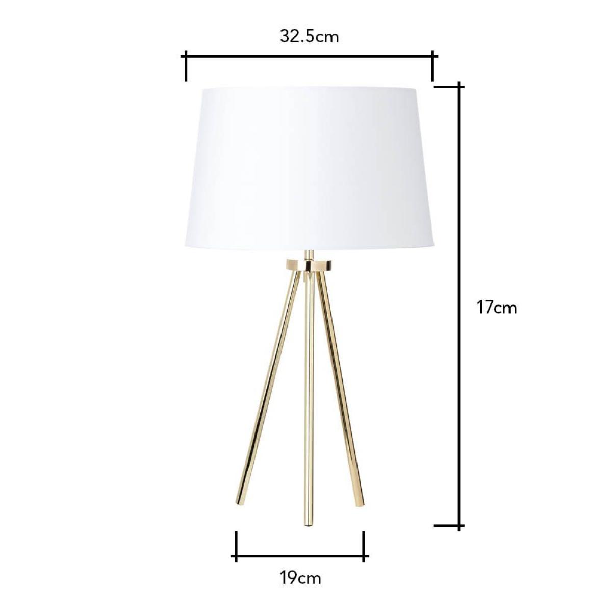 Tristan Tripod Table Lamp, Brass and White – image 7