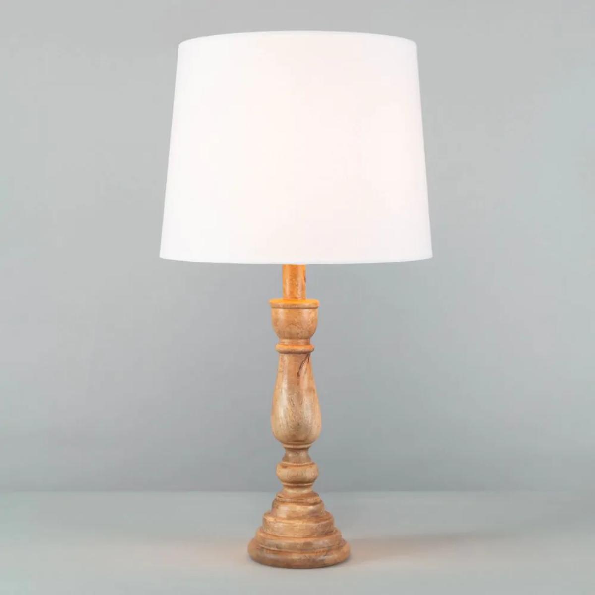 Henlock Wooden Table Lamp with White Shade, Natural – image 3