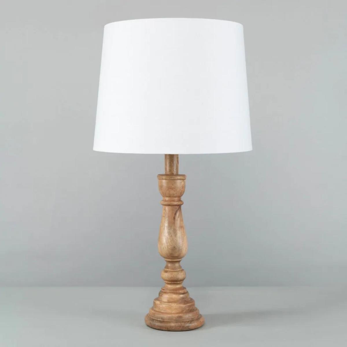 Henlock Wooden Table Lamp with White Shade, Natural – image 4