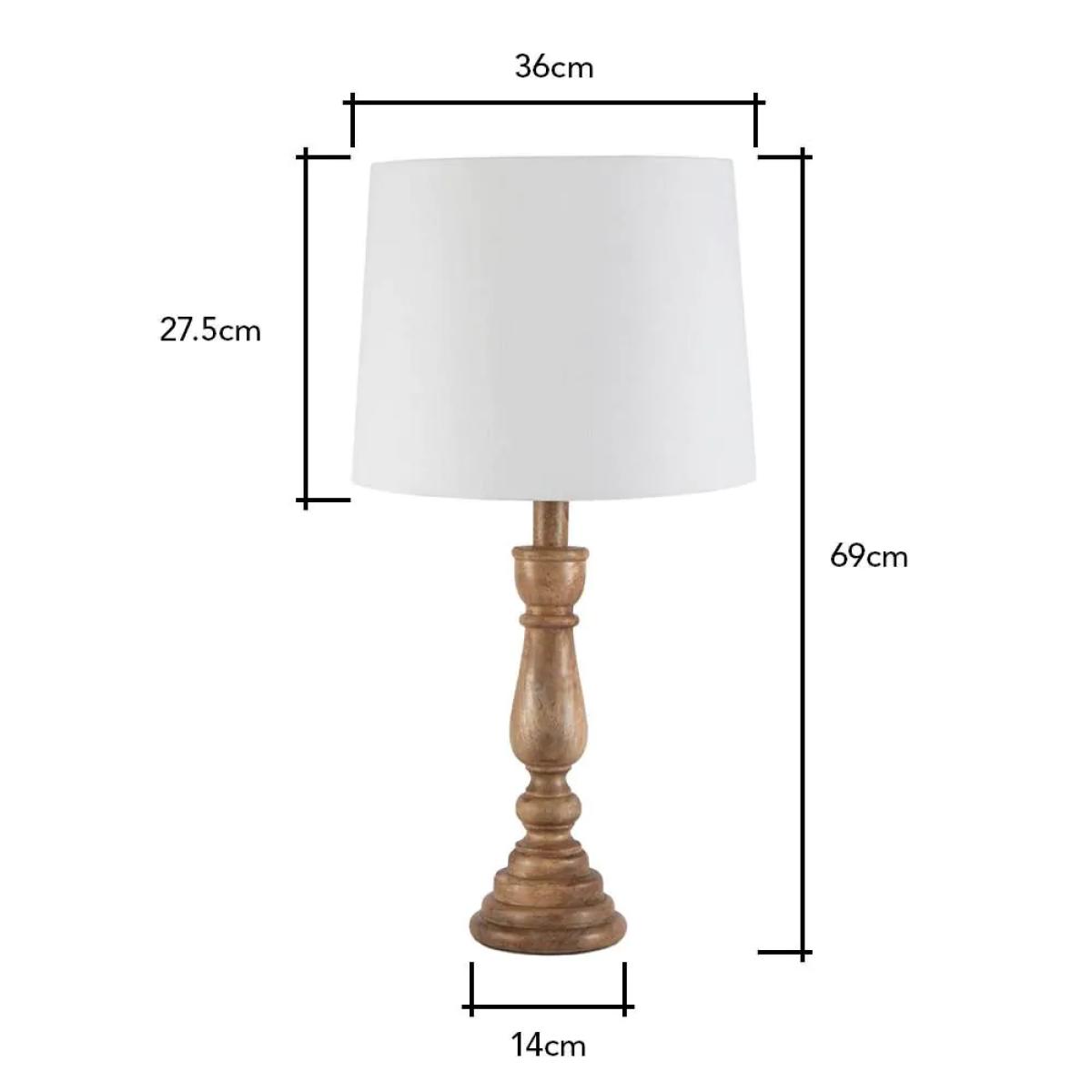 Henlock Wooden Table Lamp with White Shade, Natural – image 6