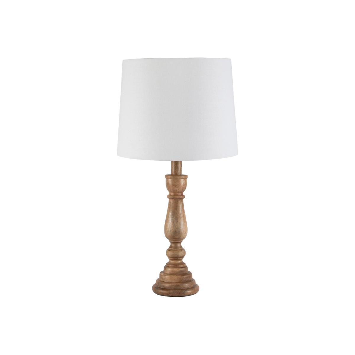 Henlock Wooden Table Lamp with White Shade, Natural – image 1