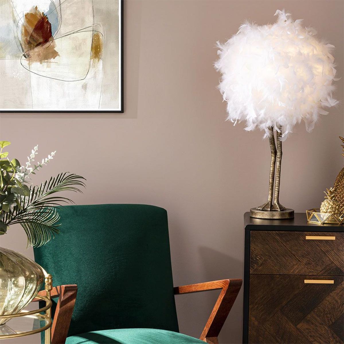 Elsie Ostrich Legs Table Lamp, White and Gold – image 2