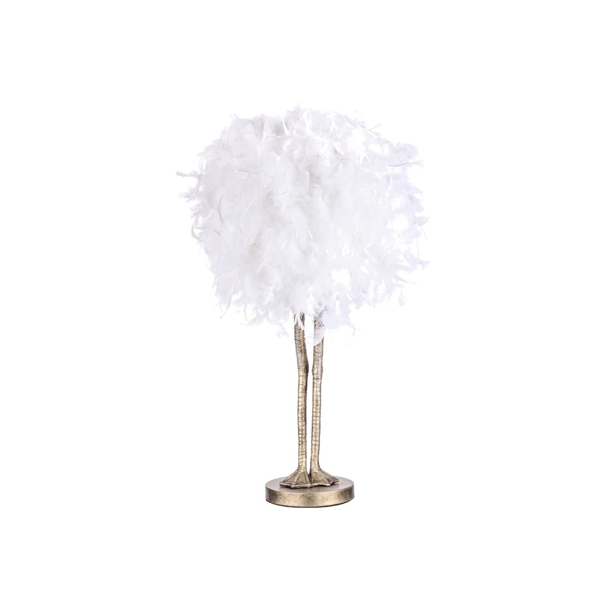 Elsie Ostrich Legs Table Lamp, White and Gold – image 1