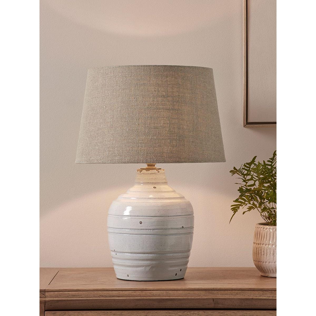 Distressed Whitewashed Table Lamp – image 2