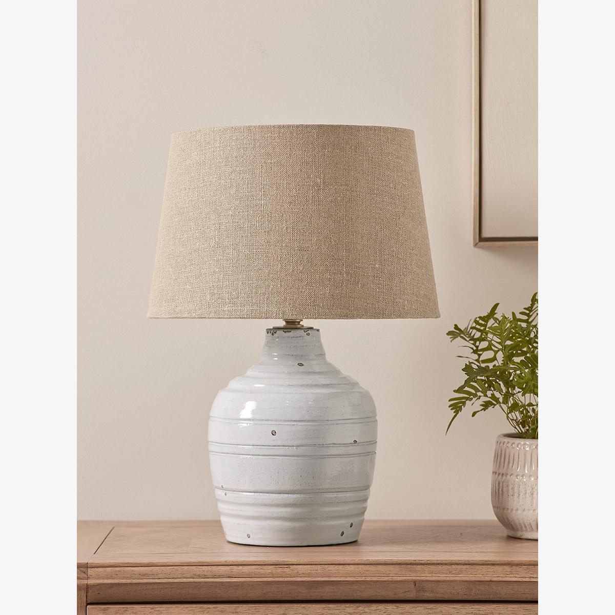 Distressed Whitewashed Table Lamp – image 1