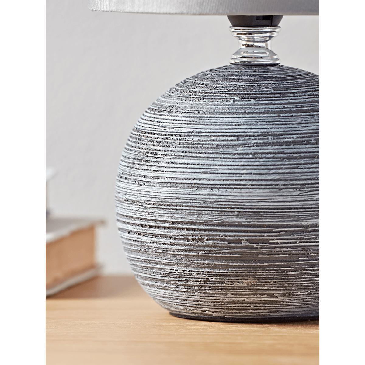 NEW Round Textured Bedside Lamp - Soft Grey – image 3