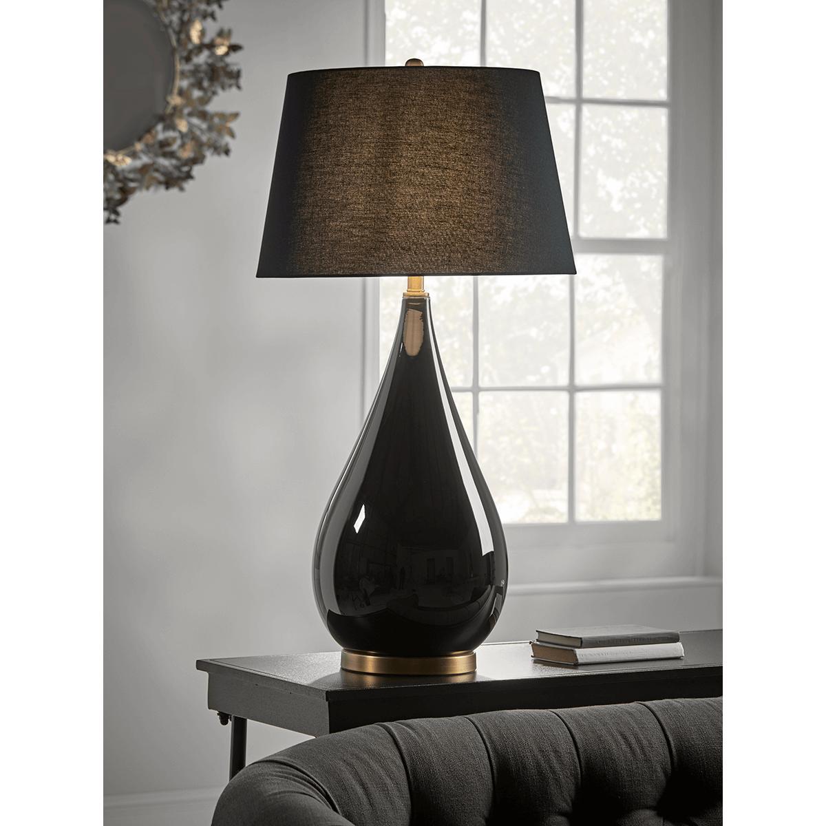Oversized Black Glass Teardrop Table Lamp – image 2