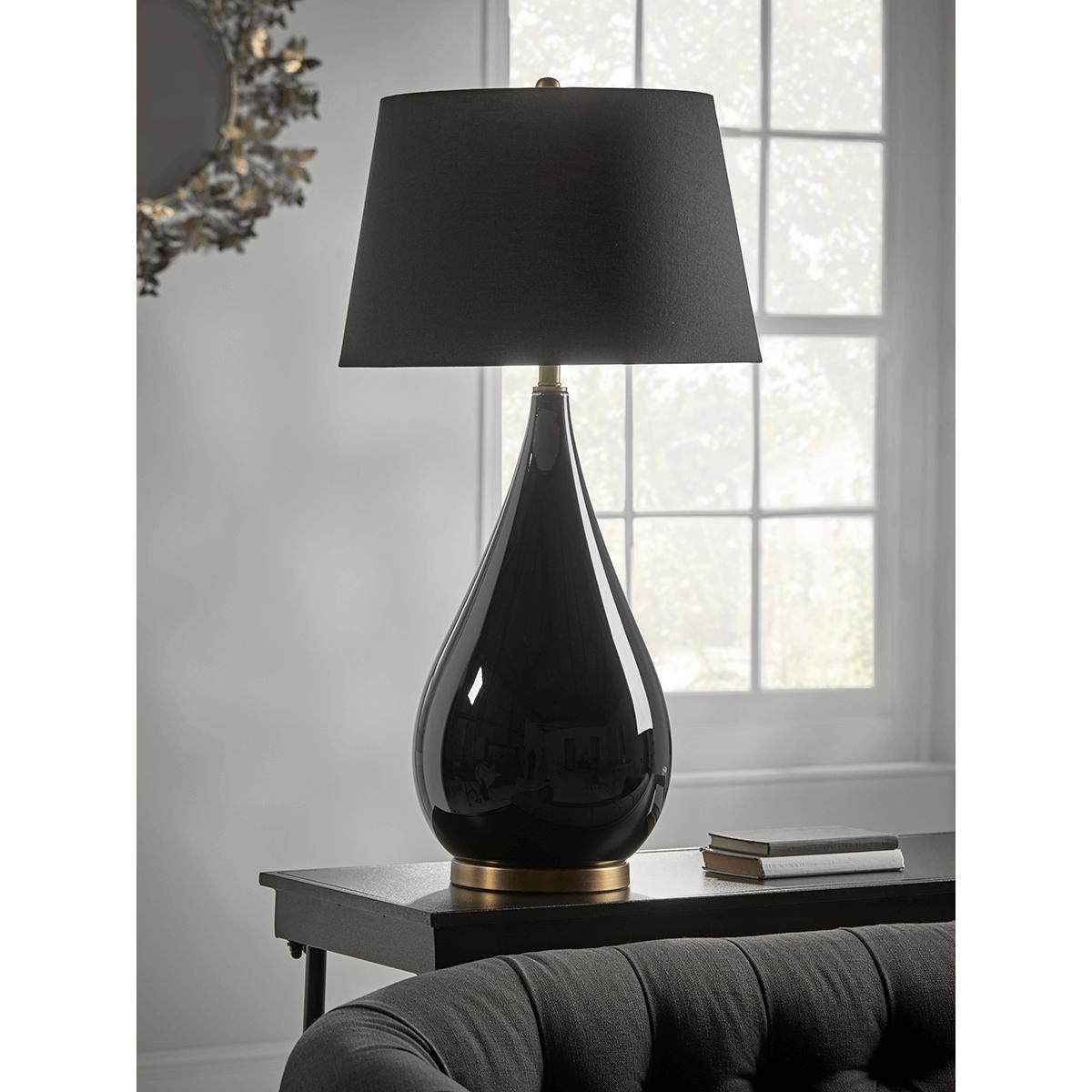 Oversized Black Glass Teardrop Table Lamp – image 1