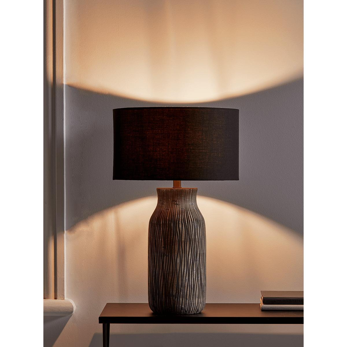 Greywashed Textured Wooden Table Lamp – image 2