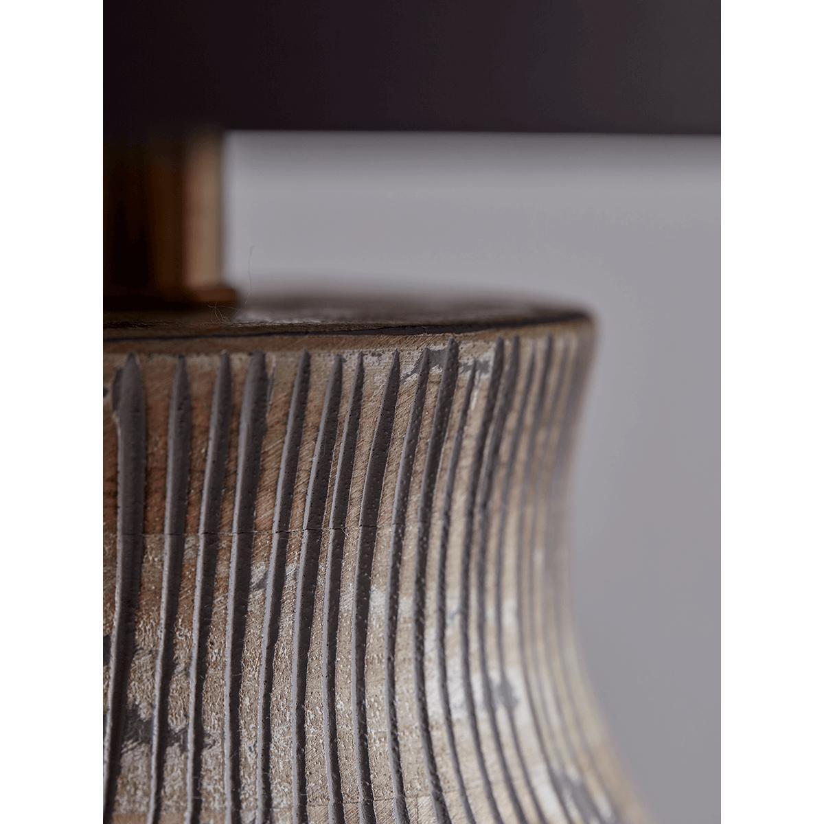 Greywashed Textured Wooden Table Lamp – image 4