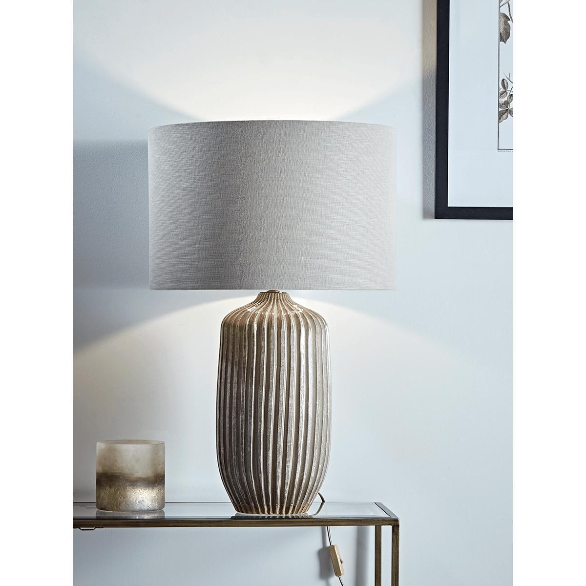 Taupe Textured Stripe Table Lamp – image 2