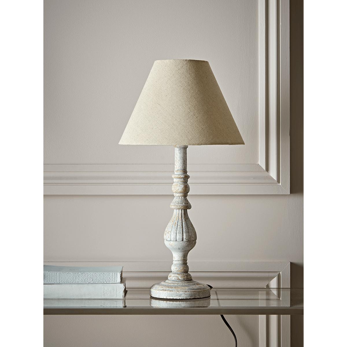 Turned Whitewashed Bedside Lamp – image 2
