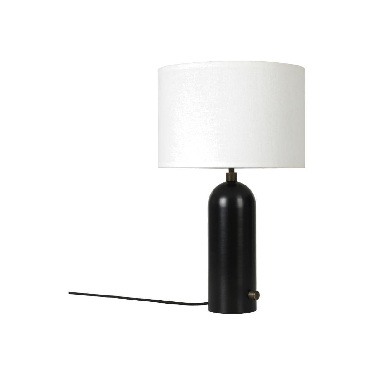 Gravity Table Lamp Blackened Steel & White