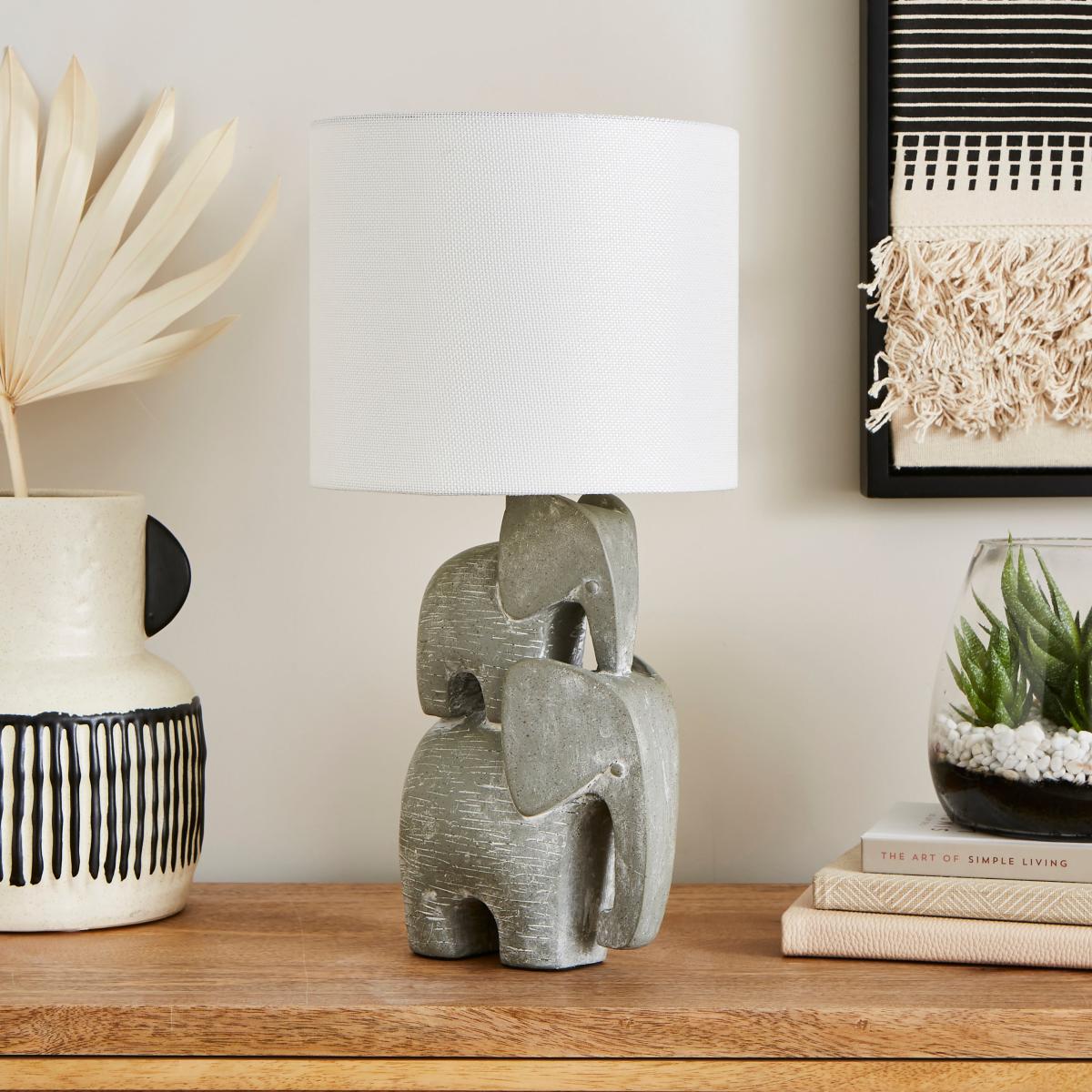 Stacked Elephant Table Lamp Grey – image 2