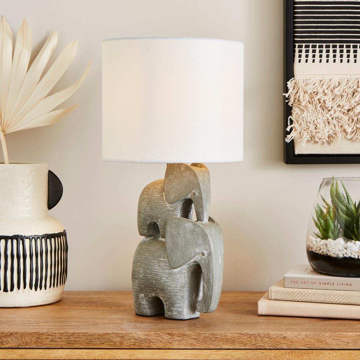 Stacked Elephant Table Lamp Grey – image 1