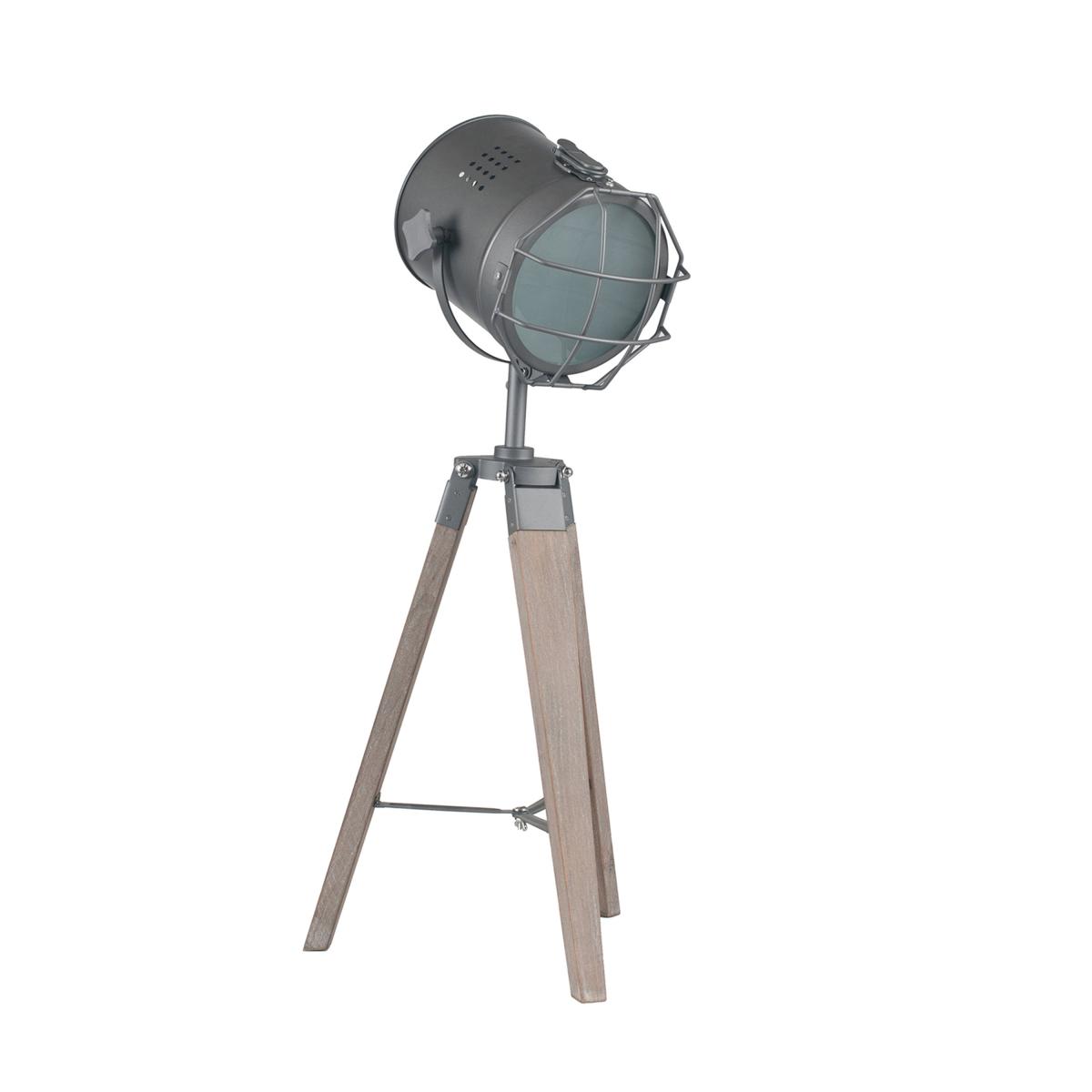 Bullseye Grey Metal and Antique Wood Marine Tripod Table Lamp Natural – image 2