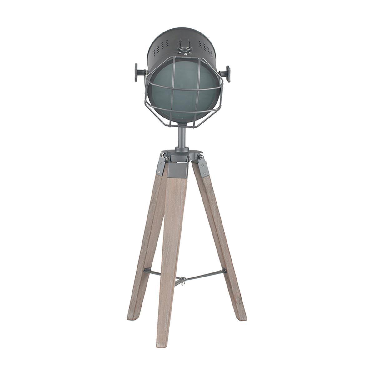 Bullseye Grey Metal and Antique Wood Marine Tripod Table Lamp Natural – image 3