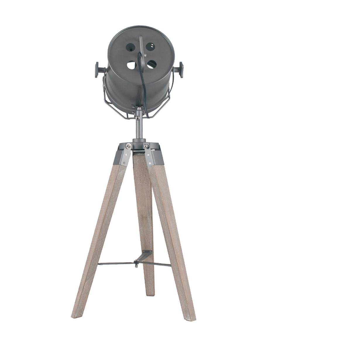 Bullseye Grey Metal and Antique Wood Marine Tripod Table Lamp Natural – image 4