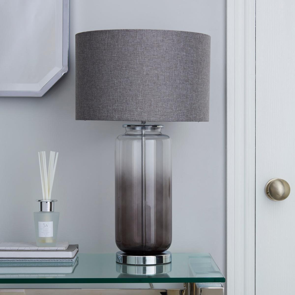 Large Ombre Glass Table Lamp Charcoal – image 2