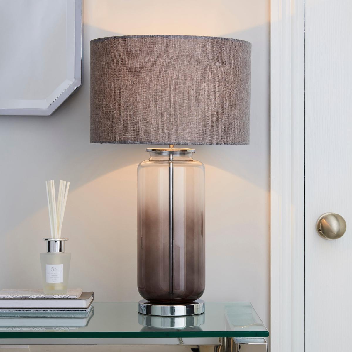 Large Ombre Glass Table Lamp Charcoal – image 1