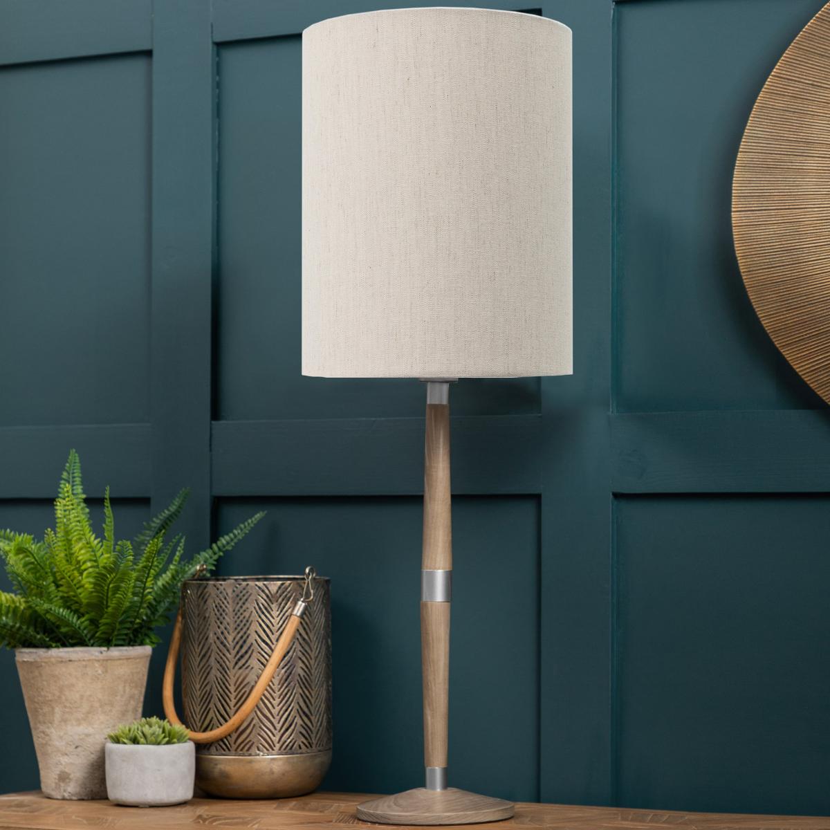 Solensis Large Table Lamp with Plain Shade Linen (Cream) – image 1