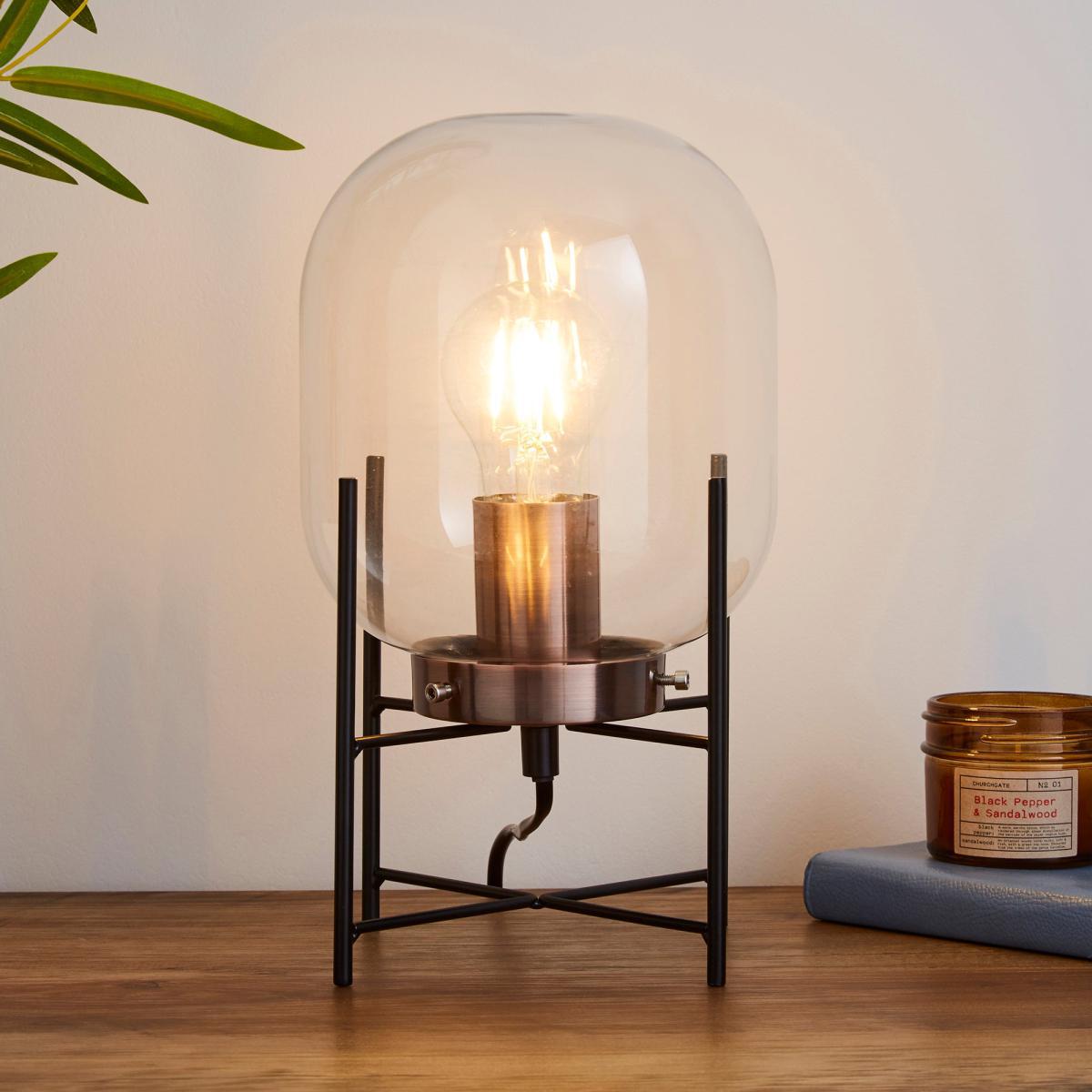 Dayo Jardinere Glass Table Lamp Black – image 1
