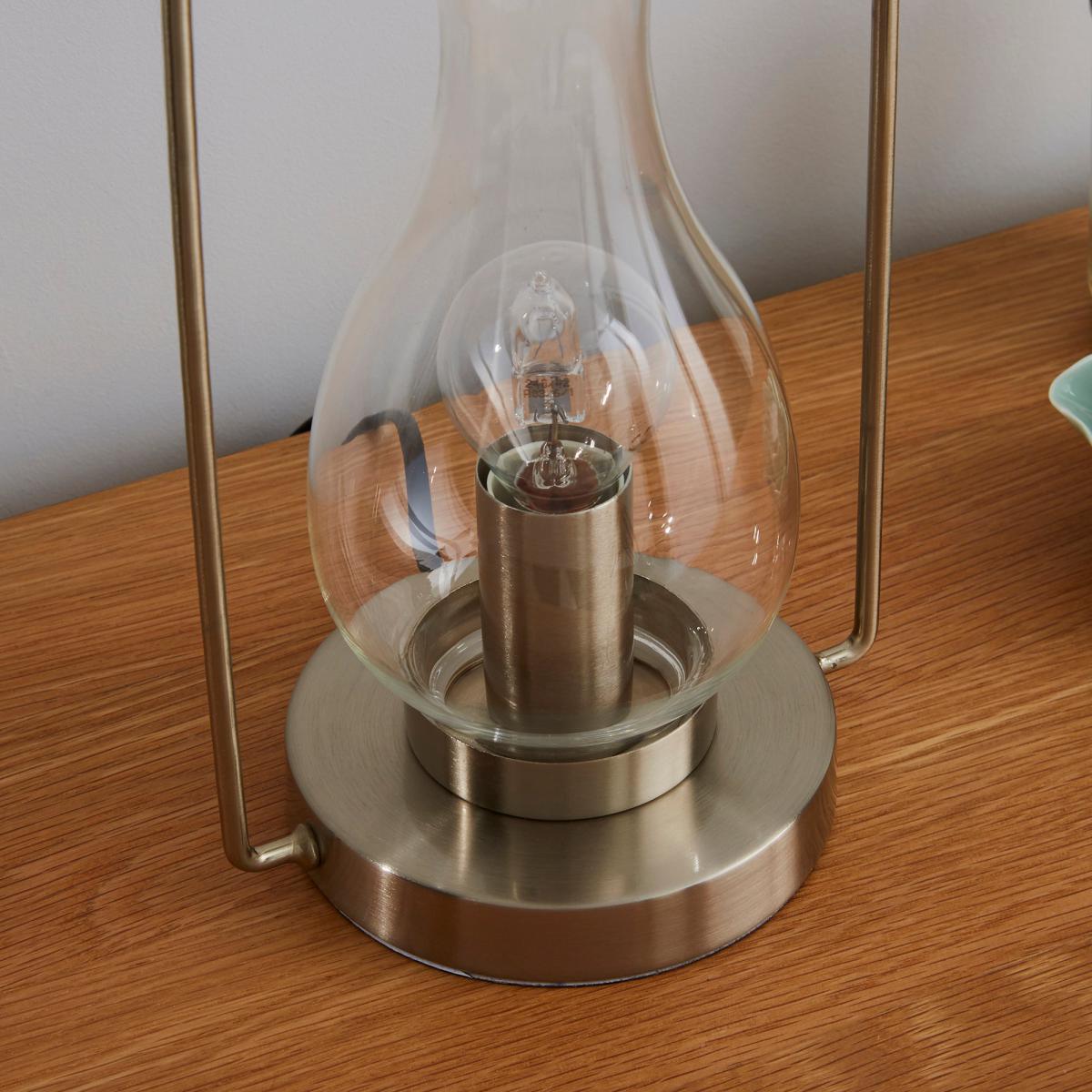 Horse Lantern Satin Nickel Table Lamp Silver – image 4