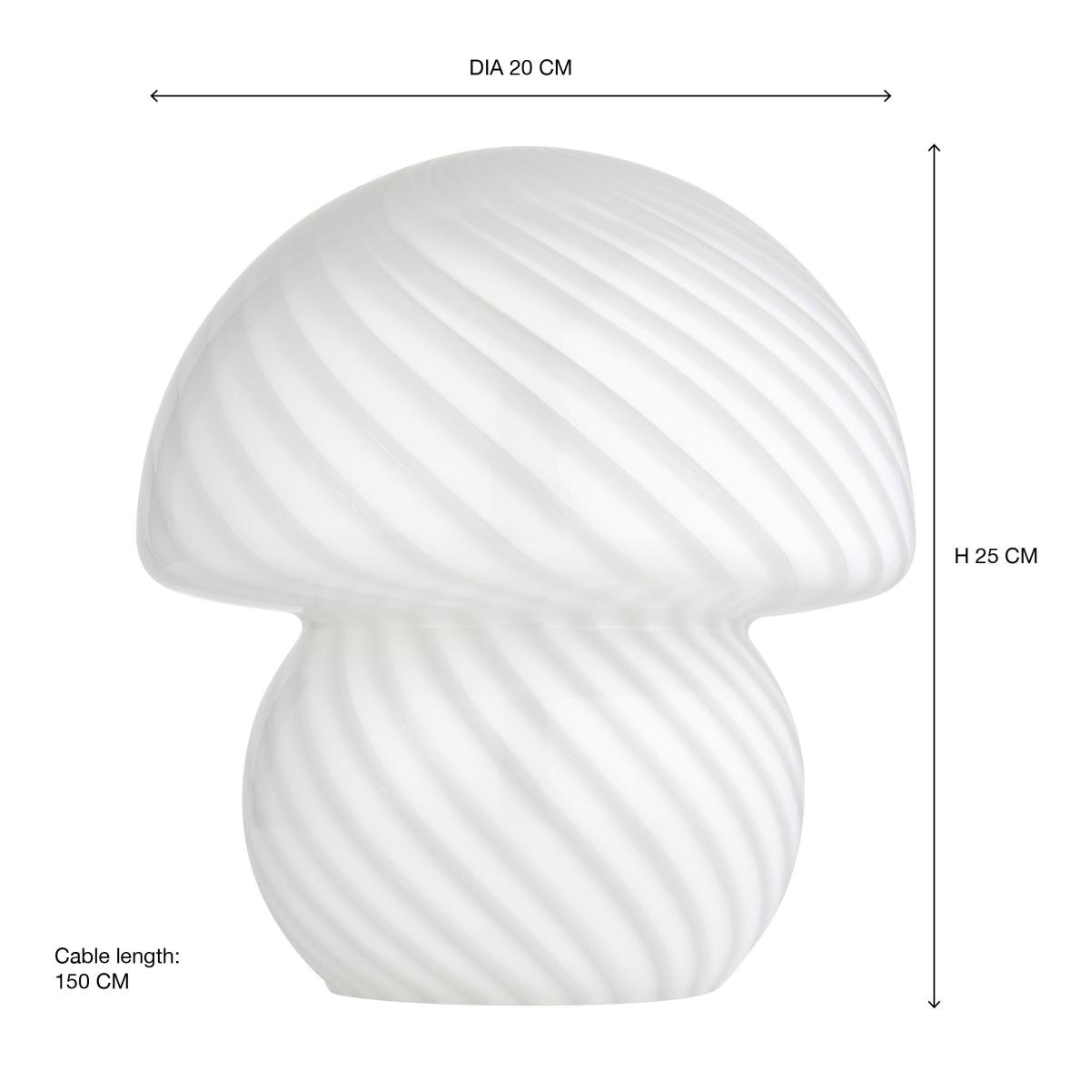 Elements Large Glass Mushroom Table Lamp White – image 4