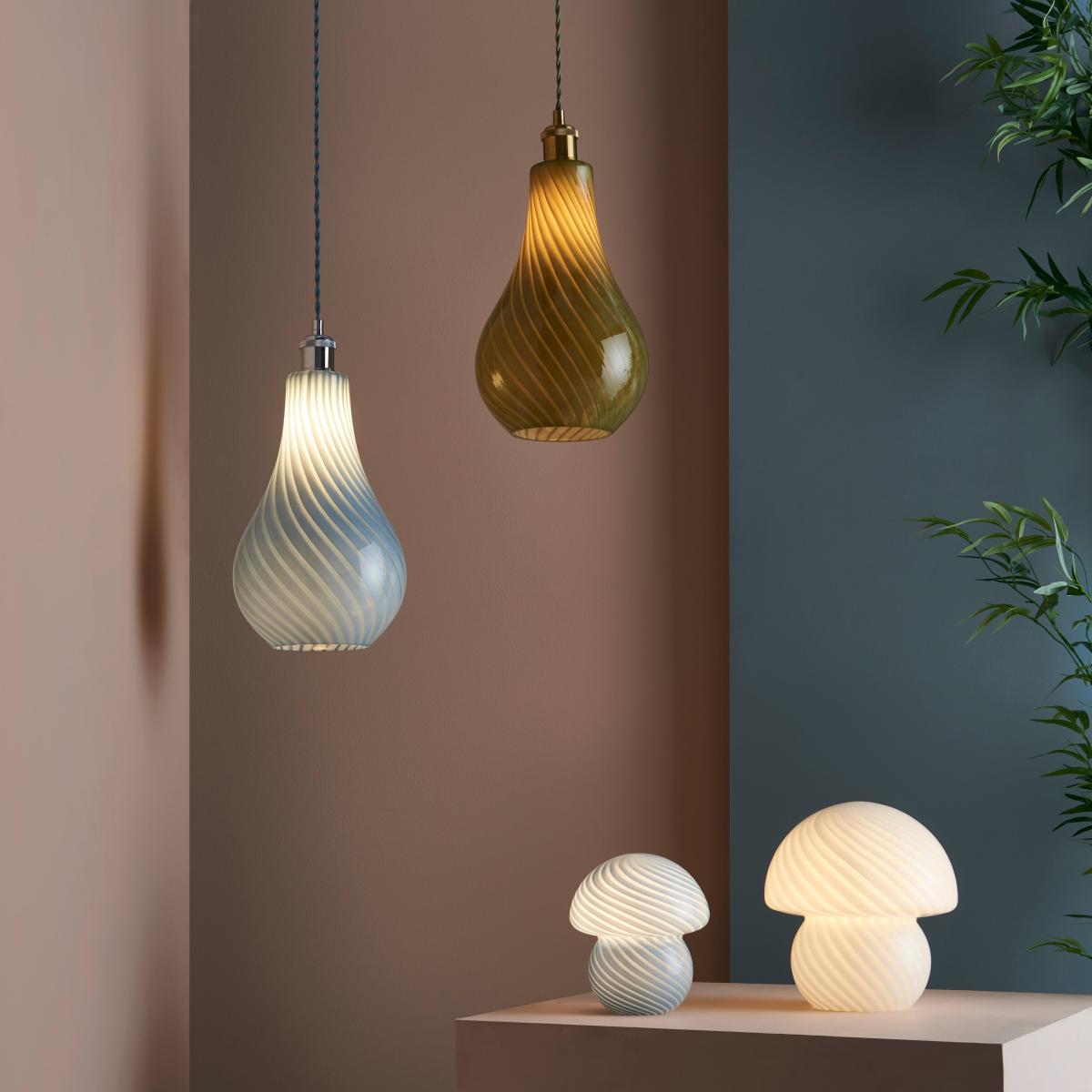 Elements Large Glass Mushroom Table Lamp White – image 5
