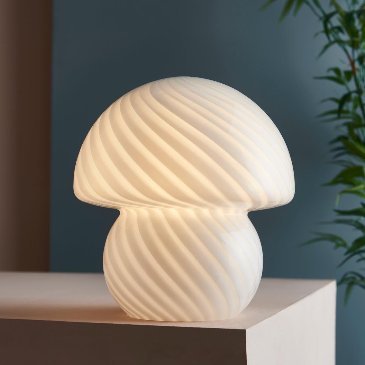 Elements Large Glass Mushroom Table Lamp White – image 1
