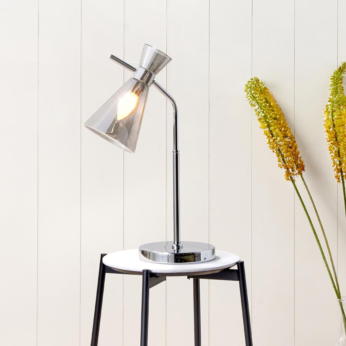 Monroe Waisted Glass and Metal Table Lamp Silver – image 1