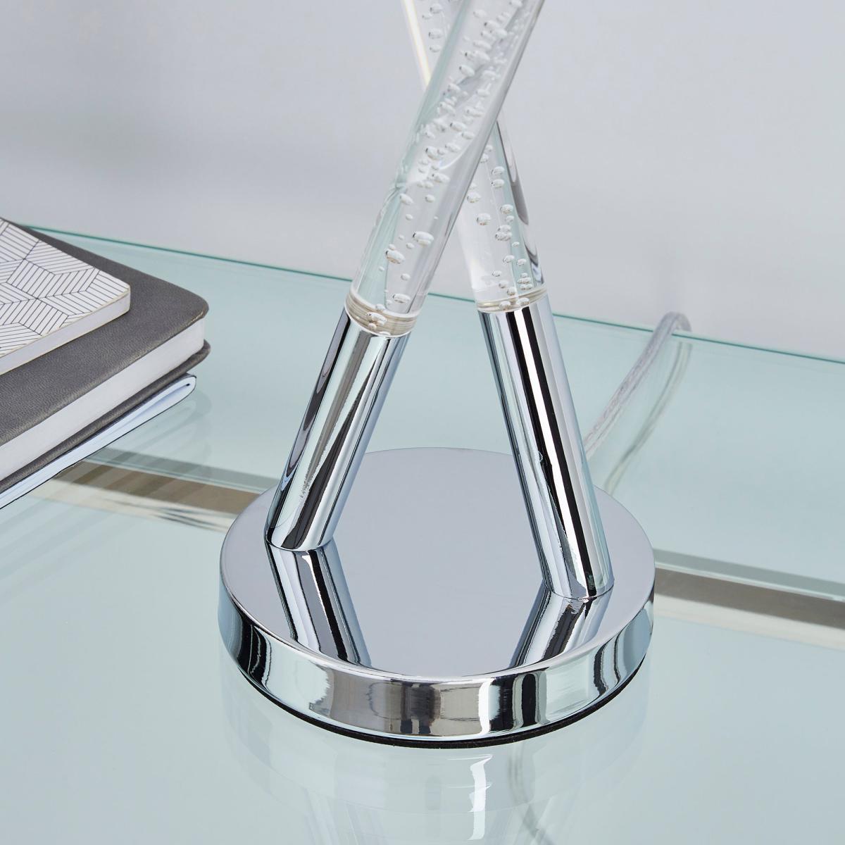 Tassani 2 Light Integrated LED Bubble Glass Table Lamp Silver, Chrome – image 3