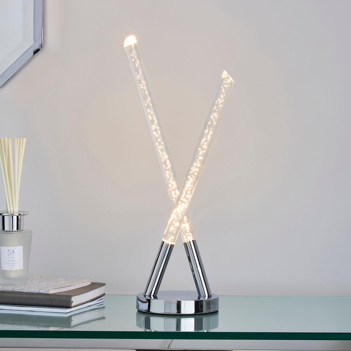 Tassani 2 Light Integrated LED Bubble Glass Table Lamp Silver, Chrome – image 1
