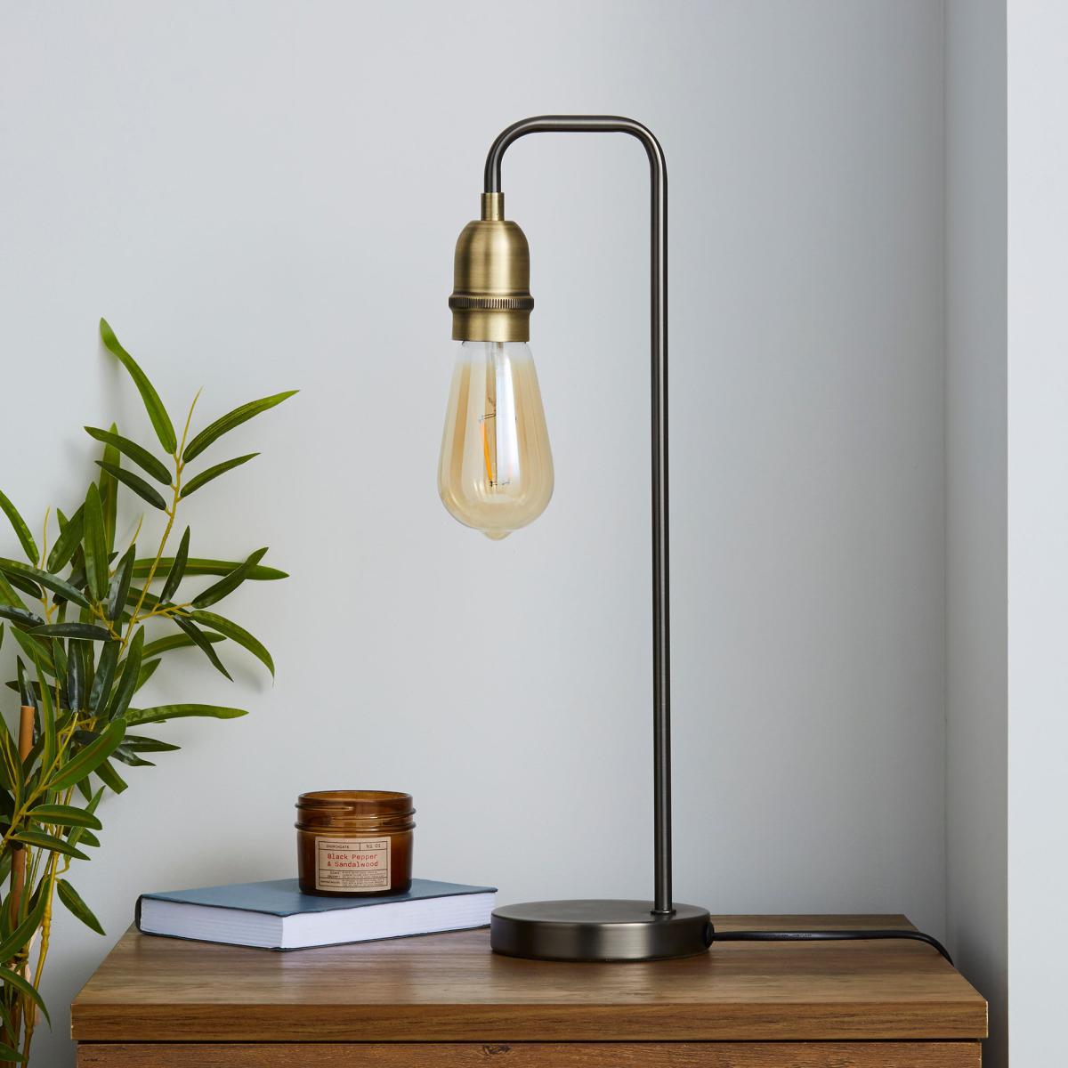 Marsden Nickel Industrial Table Lamp and Bulb Black – image 2