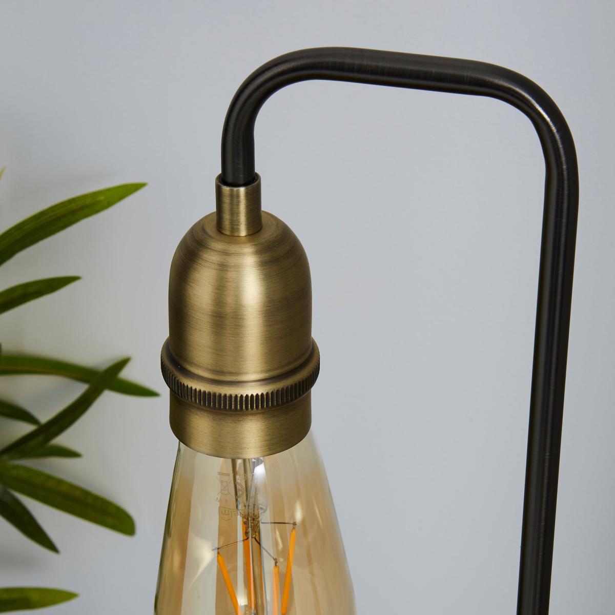 Marsden Nickel Industrial Table Lamp and Bulb Black – image 3